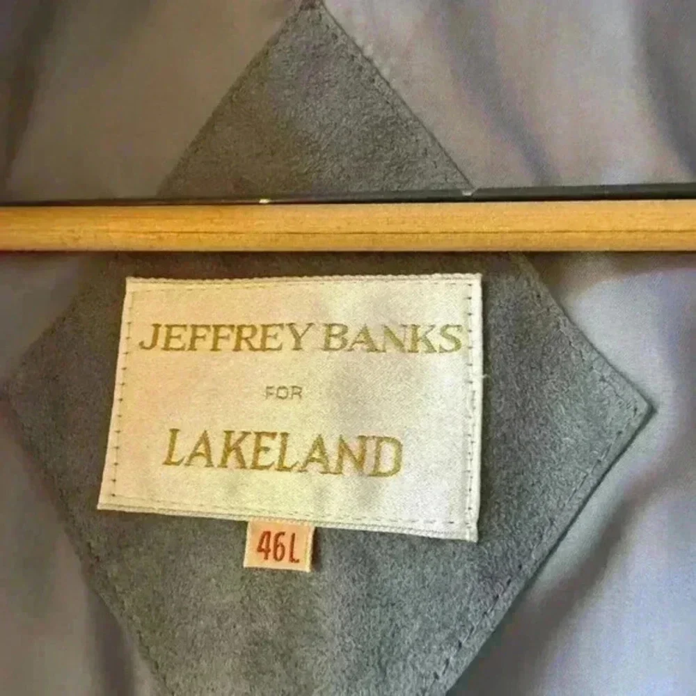 Jeffrey Bank‎ for Lakeland Alcantara Grey Suede Trench Coat 46L Vintage 1990